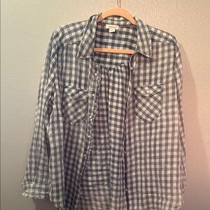 Sundance large Blue and White Gingham Button-Down Shirt